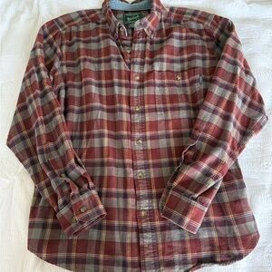 Woolrich Red and Gray Casual Button Down Shirt